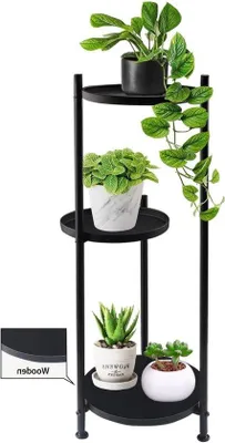 Zdjęcie produktu dla Metalowy stojak na rośliny z 3 półkami – 80 cm – zestaw do salonu i na balkon.