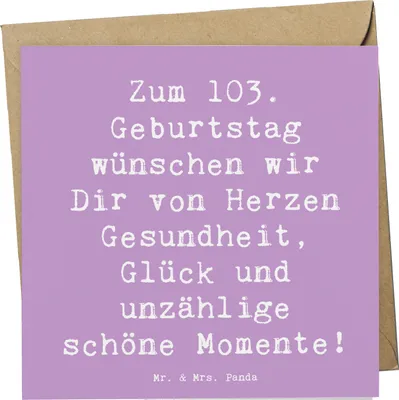 Produktbild von Mr. & Mrs. Panda Deluxe Karte Spruch 103. Geburtstag - Lavendeltraum - Geschenk, Ehrentag, doppelkarte, faltkarte, Glückwunsch, Klappkarte, Glück, Glückwunschkarte