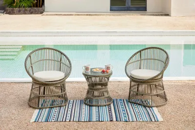 Produktbild von Happy Home Happy Home 3 tlg. Garten Set mit Sitzkissen HGS49-BEI in Rattan Beige
