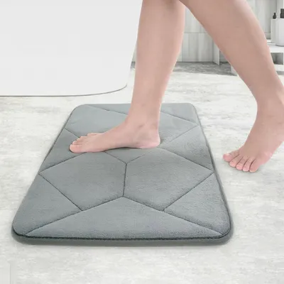 Produktbild von Badematte 60 x 40 cm, Saugfähige Badematte aus Gedächtnisschaum, rutschfeste Duschmatte, Waschbare Matte für Bad, Wohnzimmer (Grau)