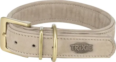 Produktbild von TRIXIE Pure Halsband, Leder extra breit - hellgrau - 25–31 cm/25 mm