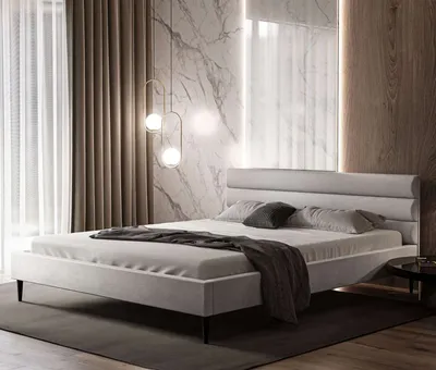 Produktbild von Polsterbett FREYA mit Gestell 120x200, Beine: Schwarz, Arizona Light Grey