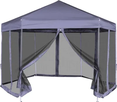 Produktbild von Hexagonal Pop-Up Zelt mit 6 Seitenwänden Dunkelblau 3,6x3,1 m