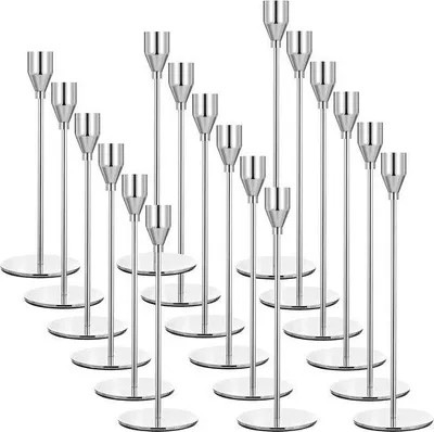 Productafbeelding van Famanu set van 18 zilveren kandelaars - Modern en elegant design