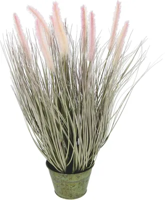 Produktbild von Dekoratives Kunstgras in Zinktopf - Pflanzenarrangement mit Borstengierst Setaria Panicoideae.