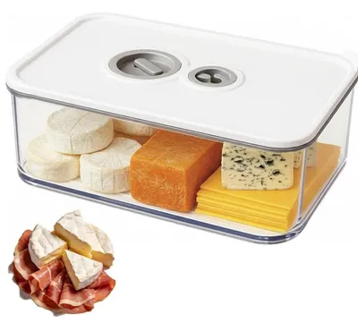 Produktbild von Käsedose und Wurstbox - Mit Datumsanzeige und Dichtungsring - Stapelbare Aufbewahrung für den Kühlschrank - 1250ml