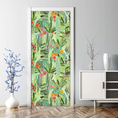 Produktbild von Dekorative Türaufkleber selbstklebend Klebefolie Türtapete Türfolie Exotische Pflanzen 70 x 200 cm