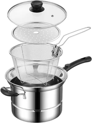 Immagine prodotto di Friggitrice, in acciaio inossidabile, con cestello e coperchio in vetro, ideale per cucine piccole