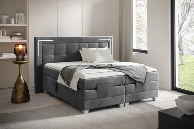Produktbild von Boxspringbett Elektrisch Bett DORES 120x200cm in Stoff Fresh Stahlgrau
