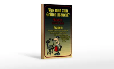 Produktbild von Holzschild Spruch 12x18cm Grillen Männer Fleisch Bier