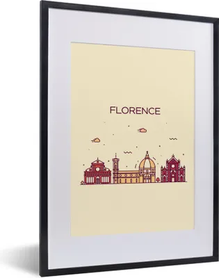 Produktbild von MuchoWow® MuchoWow® Gerahmtes Poster Florenz - Italien - Skyline 30x40 cm - Poster mit zchwarzem Bilderrahmen - Wandposter Schlafzimmer