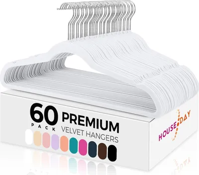 Produktbild von 60 Kleiderbügel Samt 45 x 23,8 x 0,6 cm, weiß