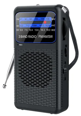Obrázok produktu pre Prenosné 3-pásmové rádio s LED baterkou, napájané batériami