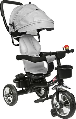 Produktbild von Kinderdreirad Dreirad 4 in 1 Sonnendach Kinderwagen Fahrrad Baby Kleinkinder Hellgrau