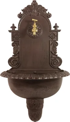 Produktbild von Wandbrunnen Antik-Stil Waschbecken mit Wasserhahn Nostalgie Metall Braun