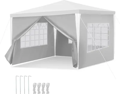 Produktbild von Ikodm Festzelt 3x3m wasserdicht mit Reißverschlusstür Pavillon für Grillparty Geburtstag Garten Terrasse Weiß