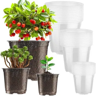 Produktbild von Famanu Kweekpotten Set 36 Stück - Transparente Blumentöpfe 13, 15 und 18 cm