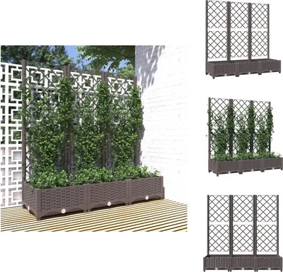 Zdjęcie produktu dla vidaXL Donica z kratką brązowa 120x40x121,5 cm PP - Donice i doniczki