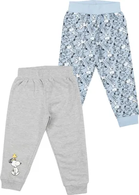 Produktbild von The Peanuts Snoopy Baby Jogginghose für Jungen - Sweathose Hose Babyhose Babykleidung Grau/Blau (2er Pack) 86-92