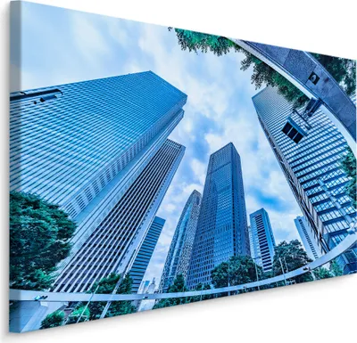 Produktbild von Fabelhafte Canvas LEINWAND BILDER 40x30 cm XXL Kunstdruck Wolkenkratzer Stadt Gebäude