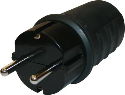 Immagine prodotto di Spina Schuko Nero gommato 230V 16A IP44 Spina Schuko con contatto di messa a terra