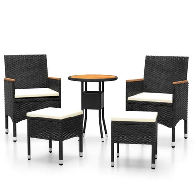 Obrázek produktu pro vidaXL 5dílná zahradní lehátková souprava Poly Rattan Black