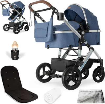 Produktbild von Bergsteiger Nizza 3 in 1 Kinderwagen, Kombikinderwagen Komplettset, Babywanne & Buggy Sportsitz inklusive, Auto-Babyschale & Isofix Station optional