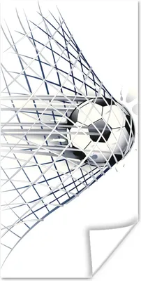 Produktbild von MuchoWow® Poster Eine Illustration eines Fußballs, der ins Tor geht - Jungen - Mädchen - Kinder 60x120 cm - Wandschmuck