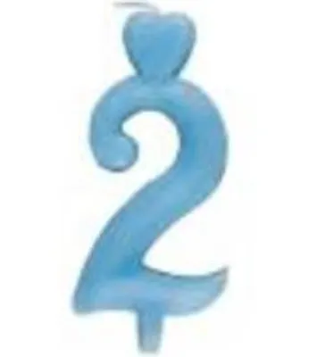 Image de Bougie pour gâteau en forme de cœur bleu, chiffre 2, hauteur 6,5 cm