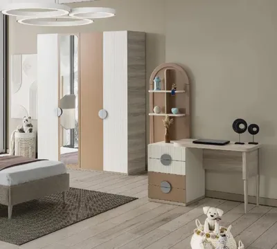 Produktbild von Kinderzimmer Set Elegant Kleiderschrank Passender Schreibtisch Modernes Design