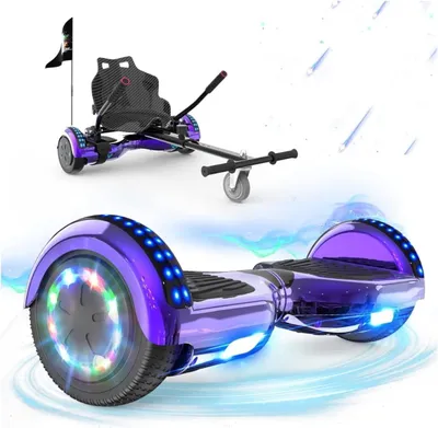 Produktbild von GeekMe Hoverboard mit Sitz, Hoverboards 6.5 Zoll Hoverkart,Hoverbaords Go-Kart mit Bluetooth-Lautsprecher LED-Leuchten, Geschenk für Kinder Jugendliche Erwachsene