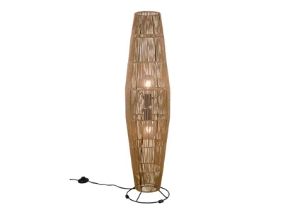 Image de Petit lampadaire scandinave pour le coin du salon, lampe en osier à l'aspect rotin