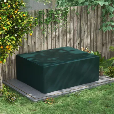 Produktbild von Gartenmöbel Schutzhülle wetterfest wasserdicht, Abdeckplane Abdeckhaube PE-Gewebe, rechteckig, Dunkelgrün | 235 x 190 x 90 cm | 100 g/m² | Kordelzug