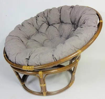 Produktbild von Rattan Papasan Sessel , Papasansessel inkl. hochwertigen Polster , D 115 cm , Fb. darkbrown , Polster dunkel grau