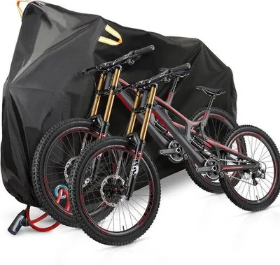 Produktbild von Famanu Fahrradhülle für zwei Fahrräder - Wetterfest, Winterbeständig, 210 x 95 x 110 cm
