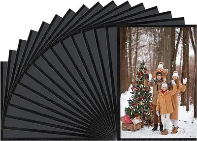 Image de Lot de 15 photos magnétiques pour la cuisine à accrocher sur le réfrigérateur, 11,5 x 16,5 cm, lot de photos pour la cuisine, réfrigérateur (noir)