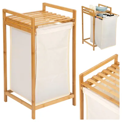 Obrázek produktu pro Koš Na Prádlo, Spodní Prádlo, Oblečení, Bambusový Vytahovací Koš 40 L