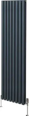 Obrázok produktu pre Oválny rúrkový radiátor a chrómové termostatické ventily - 1800 mm x 480 mm - antracitovo sivá