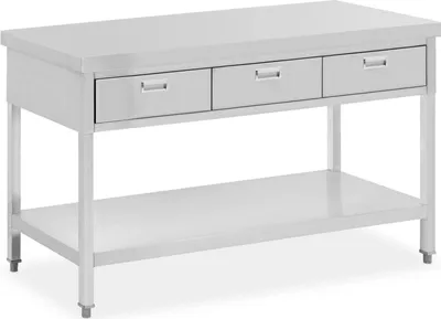 Produktbild von Expondo Royal Catering Edelstahl-Arbeitstisch - PREMIUM - 150 x 60 cm - 400 kg - 3 Schubladen -