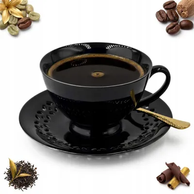 Produktbild von Sokomedica Keramiktasse mit Untertasse - Schwarz, 260 ml