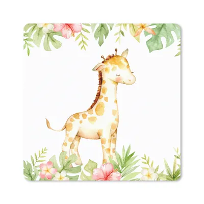 Produktbild von MuchoWow® Mauspad Mousepad Giraffe - Aquarell - Dschungel 30x30 cm - Mousepads - Maus Mat - Pad - Mausunterlage - Gaming