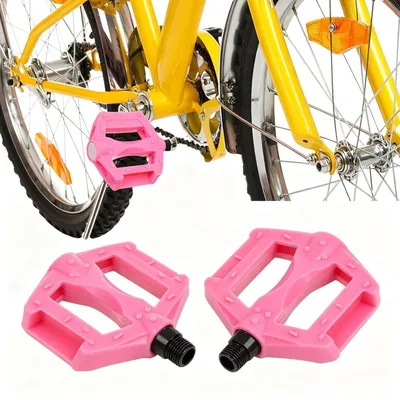 Immagine prodotto di 1 paio di pedali rosa per biciclette per bambini, in plastica antiscivolo, adatti a pedali piatti, ideali come ricambio per mountain bike