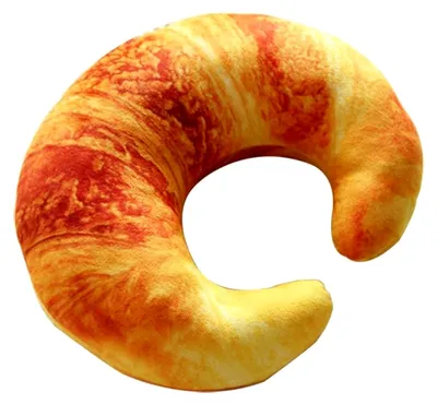 Produktbild von Nackenkissen U-Form, Überwurf, Plüschtier, Baumwolle, Croissant, 30 cm