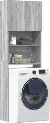 Produktbild von Möbel Waschmaschinenschrank Grau Sonoma 64x24x190 cm Holzwerkstoff - Badezimmerschränke 859132