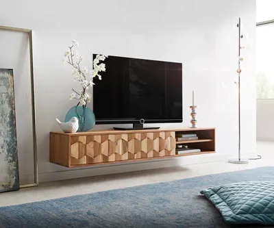 Produktbild von DELIFE Lowboard Fevo 160 cm Akazie Natur 2 Türen schwebend