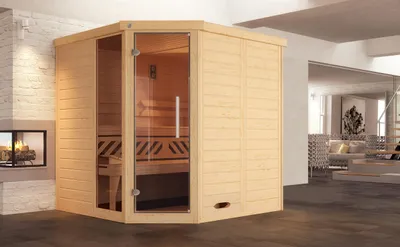 Produktbild von weka Premium Massivholz-Elementsauna KEMI Gr. 2 Sparset 7,5 kW BioS inkl. digitaler Steuerung x B x T x H  x 195 x 195 x 200