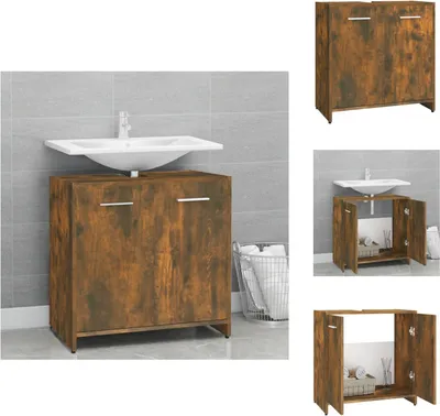 Produktbild von vidaXL Badschrank Räuchereiche 60x33x60 cm Holzwerkstoff -  Badezimmermöbel-Sets