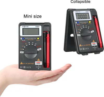 Imagen del producto de Multímetro digital portátil mini RICHMETERS, multifunción, 4000 conteos. Multímetro con pruebas de voltaje, corriente, transistor, sensor de temperatura y sonda de prueba. Modelo VC921