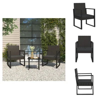 Image de vidaXL Fauteuil de jardin avec coussin noir Poly rotin - Chaises de jardin