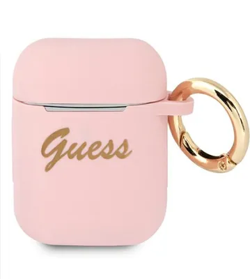 Produktbild von Guess GUA2SSSI AirPods Cover rosa/rosa Silikon Vintage Script
